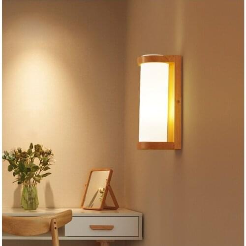 DONWEI Wall Lamps Indoor Bedroom Simple Style Wall Sconces Wall Light Lamp Wooden Creative Staircase Living Room led lighting