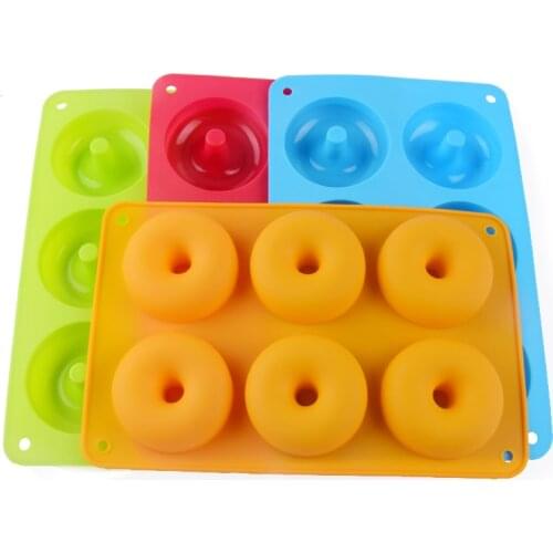 6 Cavity Donut Mold Reusable Silicone Baking Tray Heat Resistant Non-Stick Cake Mold Kitchen Bakeware Dessert Donut Making Tools