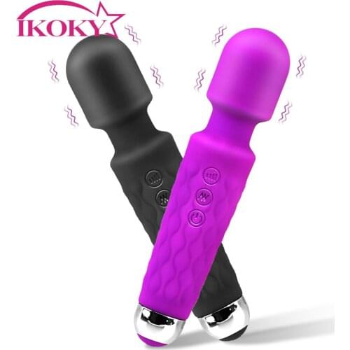 IKOKY8 Speeds 20 Modes Magic AV Wand Vibrator Vagina Anal Clitoris Stimulate Body Massger Female Masturbation Sex Toys for Woman