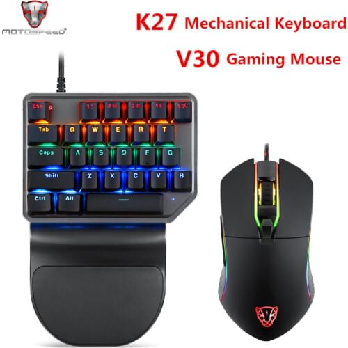 Motospeed K27 Mechanical keyboard Motospeed V30 Gaming Mouse USB Wired Single handed Blue Switch Backlight For Computer Notebook