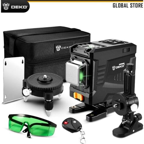 DEKO DKLL12PT1 Self-Leveling 12 Lines 3D Green light Laser Level with Remote Control High-Precision Horizontal&Vertical Lines