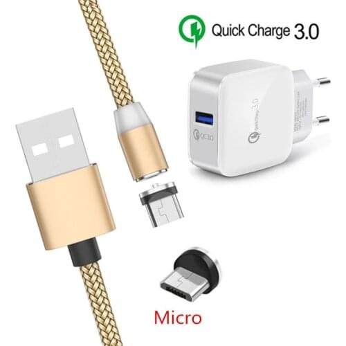 Magnetic Micro USB Charge Cable alcatel 1s QC 3.0 Fast charger For Samsung A3 A5 2016 J3 J7 A6 A7 2018 Huawei Y5 Y7 P Smart 2019
