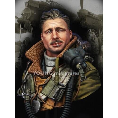 1/10 Scale Resin Bust WW2 US Pilot Figure Model Kit Free Shipping
