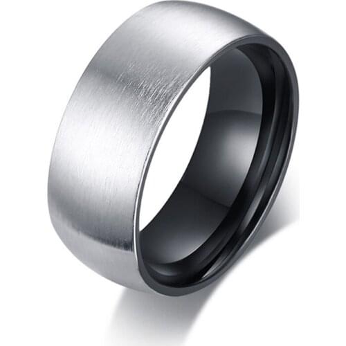 8mm Matte Surface Men Rings Stainless Steel Black Inner Male Ring Casual Jewel Comfort Wear