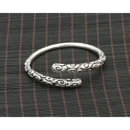 Mens Real 925 Sterling Silver Cuff Bracelet golden cudgel Monkey king Women Jewelry A4711