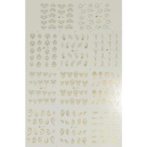 11 PACKS / LOT NAIL TATTOOS STICKER WATER DECAL NAIL ART GOLD SILVER FLOWER PENDANT BUTTERFLY LEAF SWIRL PATTERN Y67-77