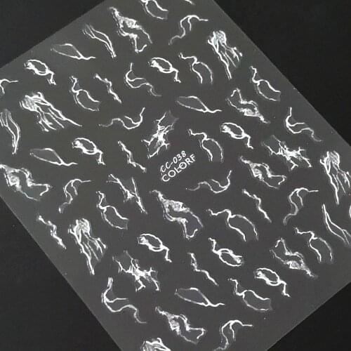 Newest CC-038 white marbling design 3d nail art sticker decal Japan type DIY decorations for nail tips