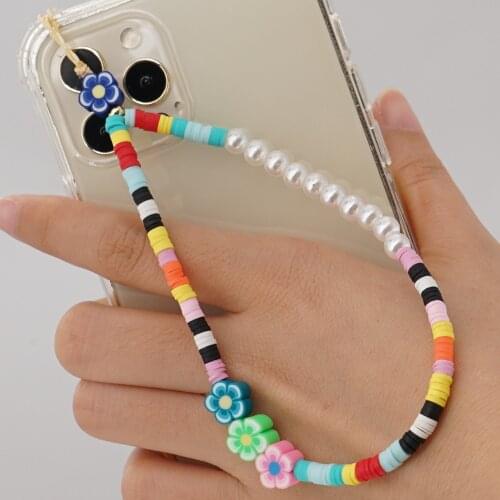 2021 New Fashion Mobile Phone Chain Phone Charm Lanyard Beaded Necklace strap Mobile Phone Shell Hanging Wire Gifts For Girls