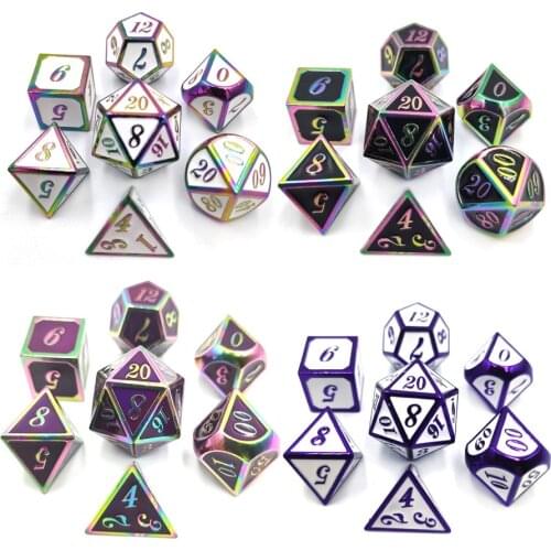 New arrival 7pcs/Set polyhedral metal dice d4 d6 d8 d10 d12 d20 dnd dice set dados rpg dobbelstenen dados rol