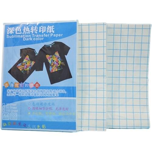 Wholesale 100 Sheets Each Pack Dark Color A4 Quick Dry Custom Sublimation Transfer Paper For Cotton Fabric T-shirt DIY Printing