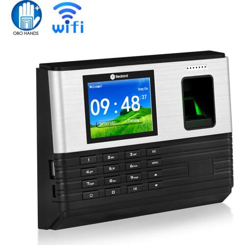 Realand 2.8inch TCP/IP Wifi RFID Biometric Fingerprint Time Attendance System Machine Employee Office Fingerprint USB Time Clock