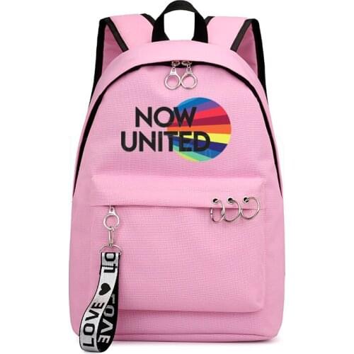 Mochila Now United Backpack Pink Bag Laptop Bookbag Now United Lyrics Backpack School Bags for Teenage Girls UN Team Waterproof