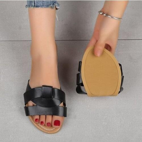 Women shoe slippers summer for flip flop home flat shoes Womens loafers Beach fashion sandals2021 new casual Rubber Square heel