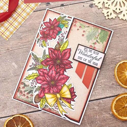 Panalisacraft Christmas Flower Metal Cutting Dies and Stamps for DIY Scrapbooking/album Decorative Embossing DIY Paper Cards