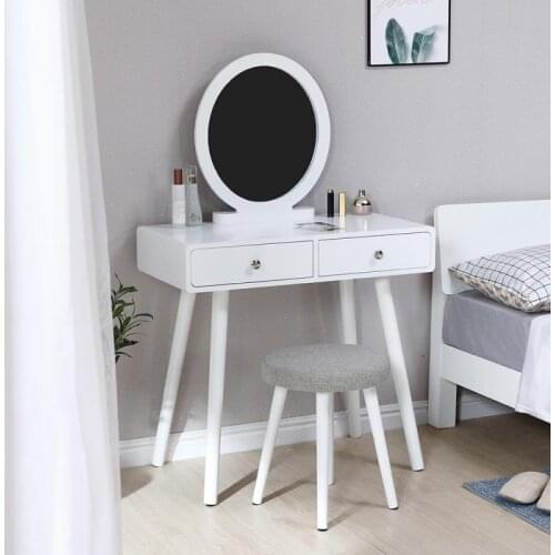 Oversea Stock!!!Modern Style Dressing Table With Chair Two Drawers Dresser 80x40x125CM Makeup Table Home Bedroom Furniture HWC