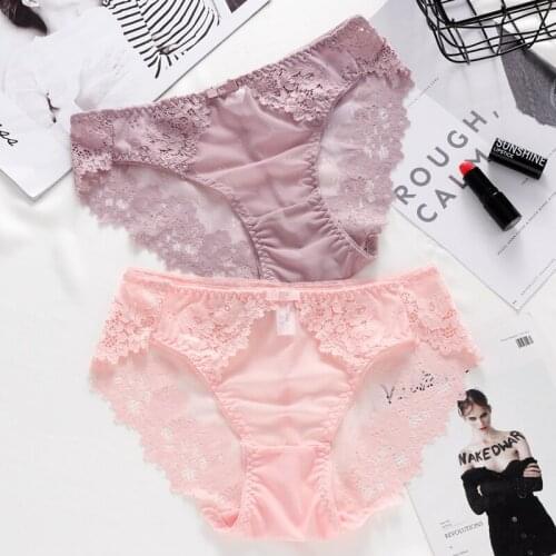 BABEICUI Sexy Lace Panties For Women Underwear Fashion Panty Lingerie Breathable Hollow Out Briefs Low-Rise Panties Female