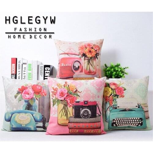 Vintage Camera Pillow Case Throw Pillowcase Cotton Linen Printed Pillow Covers For Office Home Textile