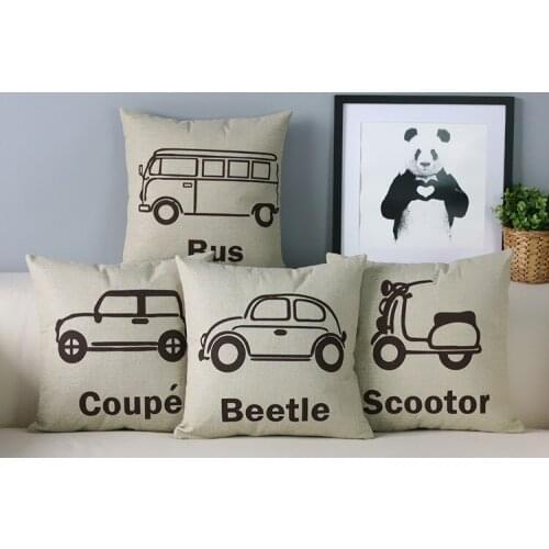 Beetle pillow cover, Creative cartoon bus beetle coupe scootor throw pillow case pillowcase wholesale
