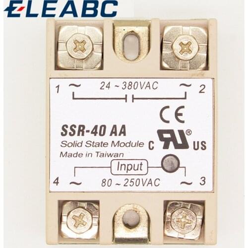 1 pcs SSR-40 AA AC-AC Metal Base Solid State Relay Moudle SSR-40AA 40A Output AC 24-380V Good Quality Wholesale Hot Sale Promot