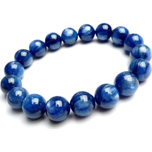11mm Natural Blue Cat Eye Kyanite Gems Stone Crystal Round Bead Bracelets For Women Stretch Charm Bracelet Femme