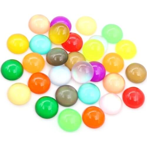 40pcs/lot 8mm 10mm 12mm Colorful Amber Opal Crystal Flat Back Resin Cabochons For Bracelet Earrings DIY Jewelry Making Findings