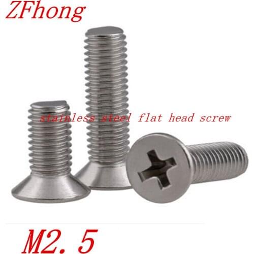 500pcs M2.5*4/5/6/8/10/12/16/20 stainless steel phillips flat countersunk head machine screw