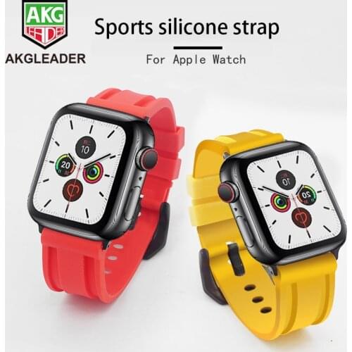 AKGLEADER For Apple Watch Series 5 4 44mm 42mm Sport Simple Solicone Watch Band Strap iwatch 3 2 1 40mm 38mm Watchbands