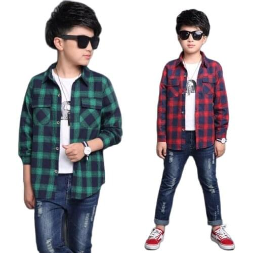 Boys blouses 3-16T baby boys Fall long sleeve plaid shirt teenage spring warm jacket chaqueta de primavera adolescente caliente