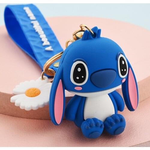 Disney Stitch Figure Keychain PVC Cartoon Animal Action Model Girl Children Kids Gift Toys Key Chain porte clef Decoration Rings