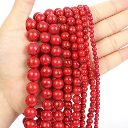 Natural Stone Beads Red Line Pine Round Loose Beads for Jewelry Making Needlework DIY Bracelet Strand 4-12 MM