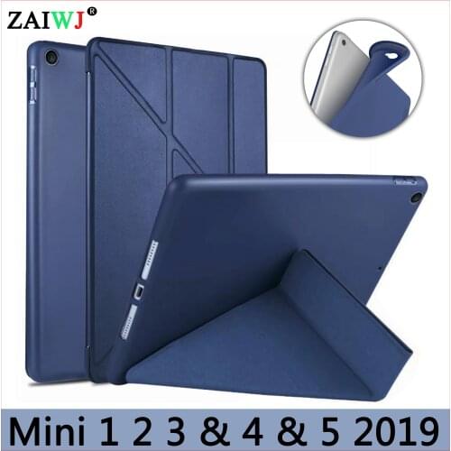 Case For iPad mini 5 2019,ZAIWJ PU leather cover mini 4 TPU soft silicone shell ,mini 1 2 3 Smart sleep wake function cover