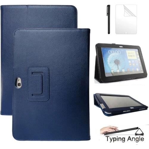 PU Leather Stand Case for Samsung Galaxy Note 10.1 N8000 N8010 N8020 Smart Stand Funda Cover Protective Shell Case +FilmPen