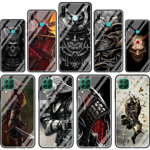 Samurai Tempered Glass Phone Case for Huawei P30 P40 Pro P20 P10 Lite P Smart Y6 Y7 2019 Z for Honor 20 8X 9X Cover