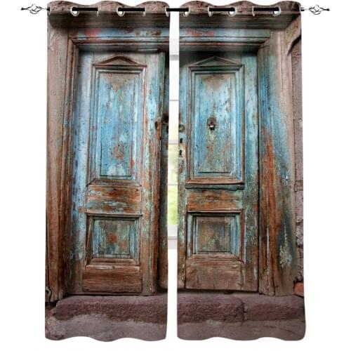 Wooden Door Shabby Rusty Paint Window Treatments Curtains Valance Window Blinds Bedroom Curtains Kids Room Decor