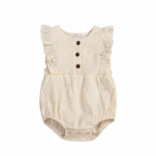Infant Baby Girls Kid Linen Sleeveless Romper Ruffles Summer Outfits Clothes