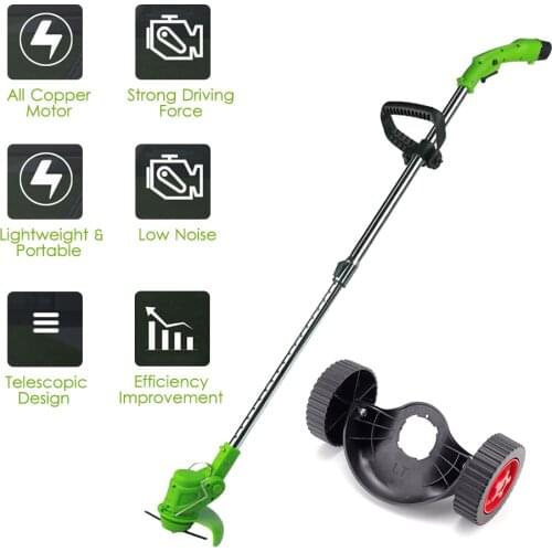 12V Lithium Electric Weeder 450W High Power Rechargeable Cordless Lawn Mower Weeding Machine Stretchable Hand-push Grass Trimmer