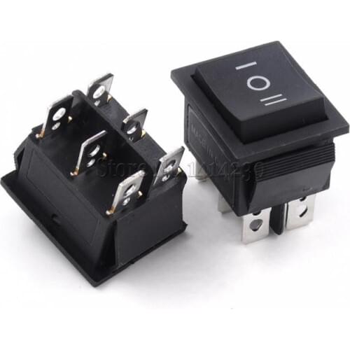KCD4-201 25X31mm 6 Pin 3 Position 16A 250V 20A 125VAC ON-OFF-ON SPDT Snap in Black Big Rocker Switch