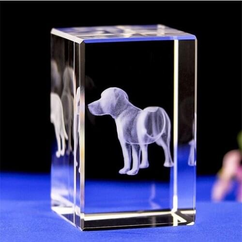 Crystal Home Decor Ornaments 3D Laser Engrave Dog Model Wedding Gift Fengshui Crafts Home Decoration Accessories