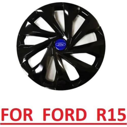 Wheel Rim Cover R15 For Ford Piano Bright Glossy Black Flexible Plastic Caps 15 inch 4pcs/set With Emblem Auto Car Accessories