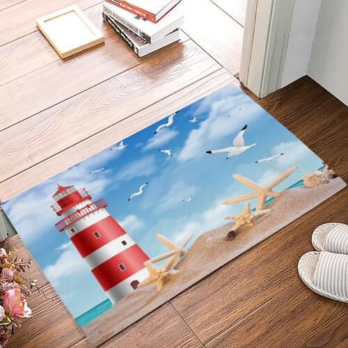 Sea Beach Lighthouse Welcome Doormat Kitchen Bathroom Non-slip Rugs Living Room Bedroom Modern Home Decoration Carpet