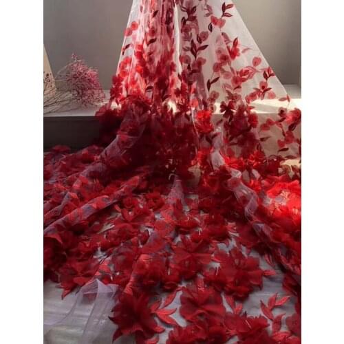 Nigerian Lace Fabric High Quality 3d flower SYJ-11110 Tulle Lace Fabric French Net Lace Fabric