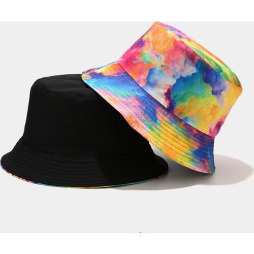 Summer Reversible plangi 3D print Bucket Hat For Men Women Fashion Cotton Bob Sad Boys Panama Fold Girls Beach Fisherman Hat