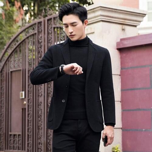 Fashion High Quality Business Slim Men Suit Terno Masculino Blazers Luxury Men Blazer New Winter Double-Faced Woolen Suit Jacke