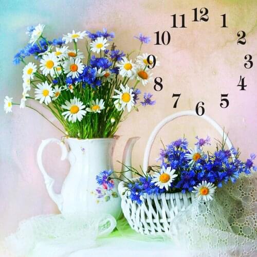 Full Square Round 5D Diamond Painting Kit With Clock Mechanism -Flower Vase- Cross stitch 3d Diamond Embroidery Mosaic Gift