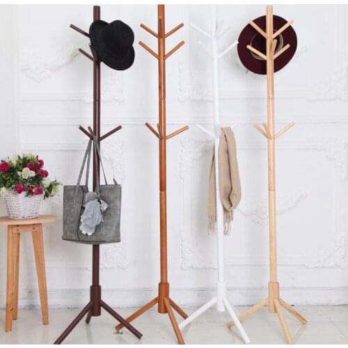 Solid Wood Hanger Floor Standing Coat Rack Creative Home Furniture Clothes Hanging Storage Rack Wood Hanger Bedroom Drying Rack