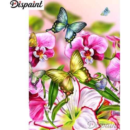 Dispaint Full Square/Round Drill 5D DIY Diamond Painting "Flower butterfly" Embroidery Cross Stitch 3D Home Decor A11067