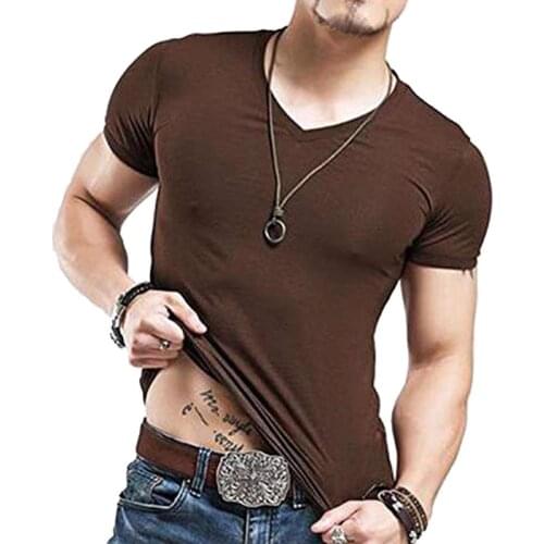 New Arrival jeansian Men Summer Casual Basic Top T-Shirt Slim Fit Short Sleeves Designer USA Sizes S-XXL AMA003 Coffee