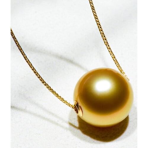NYMPH 13-14mm Natural South Sea Pearl Pendant Necklace Real 18K Gold AU750 Chopin Chain for Women Fine Jewelry Gifts D540