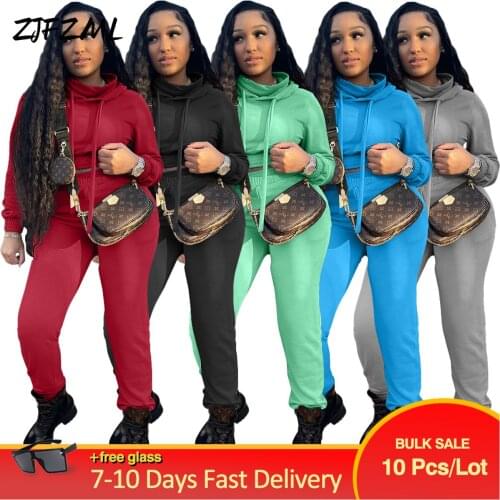 Bulk Items Wholesale Lots Womens Sets Autumn Clothing 2021 Drawstring Full Sleeve Sweatshirt+sportswear Long Trouser Activewear
