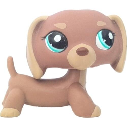 LPS CAT original pet shop cute toys animal #1751 mini dog Dachshund swirl blue diamond eyes old rare collection figure kids gift